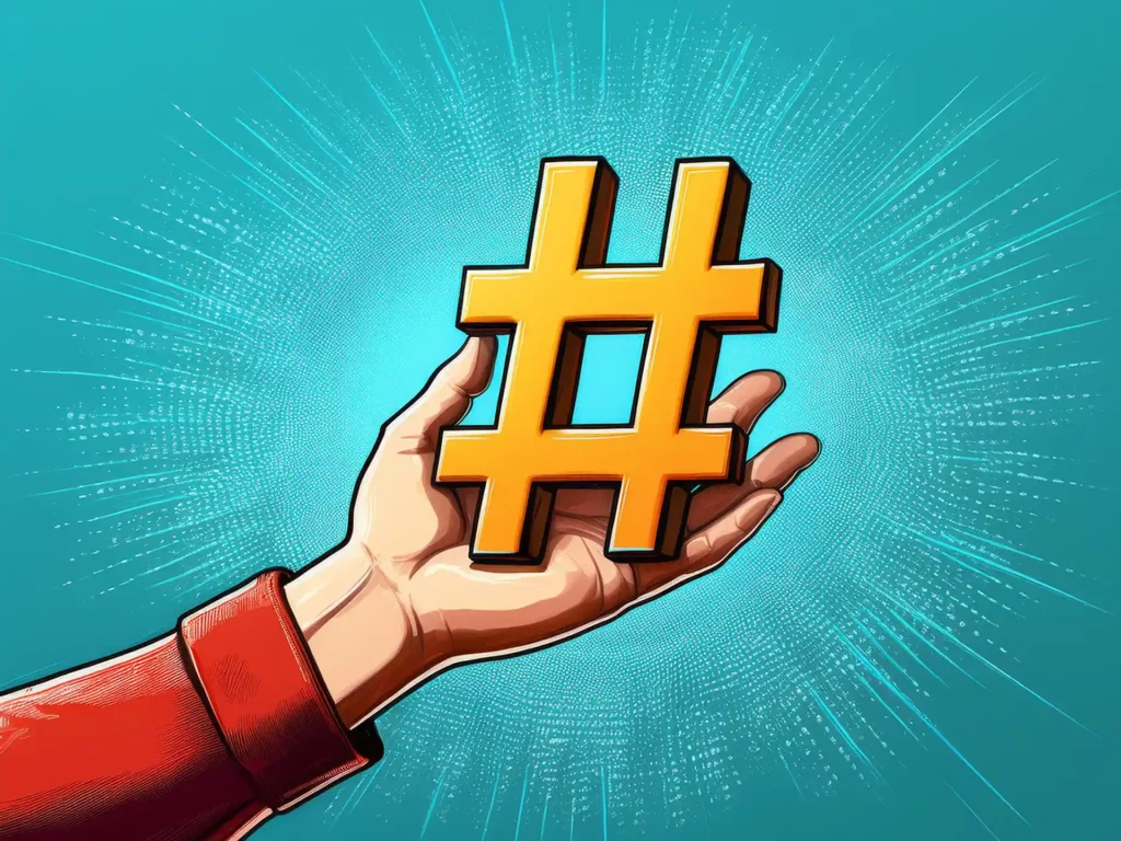 Hand mit Hashtag im Comic style repräsentiert social Media Kompetenz und Expertise